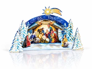 Papierowa szopka bożonarodzeniowa 20 × 11 cm z brokatem