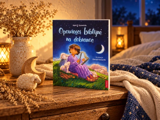 Okładka książki „Opowieści biblijne na dobranoc” autorstwa Jean E. Syswerdy.
