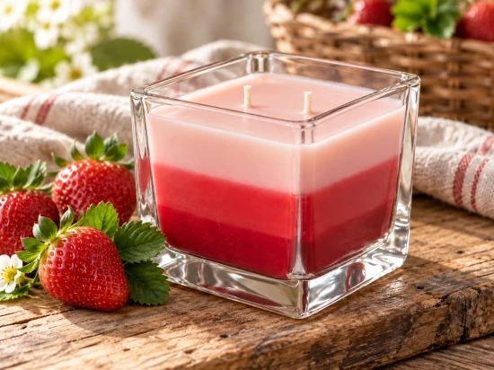 Kartonową obwolutę zdobią fotografie truskawek oraz oznaczenie zapachu Strawberry.