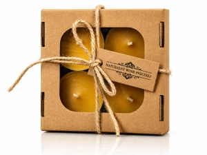 Świece tealight z naturalnego wosku pszczelego – 4 sztuki