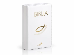 Biblia "z rybką" - oprawa biała, z suwakiem, z kolorową wkładką