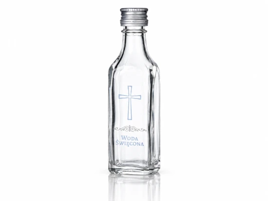 Buteleczka na wodę święconą z krzyżem – szklana 50 ml