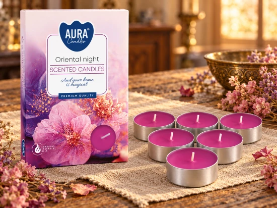 Podgrzewacze mają niewielką, okrągłą formę typową dla świec tealight.