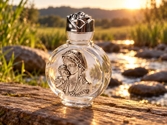 Mini buteleczka na wodę święconą z Matką Bożą i Dzieciątkiem 15 ml