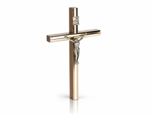 Krzyż drewniany na ścianę – klasyczny, brązowe drewno 13 cm