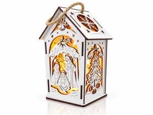 Lampion adwentowy - EKO - drewniany w kolorze białym