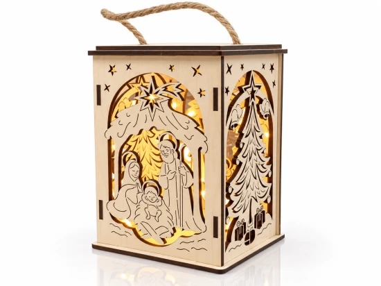 Lampion adwentowy - EKO - drewniany w kolorze naturalnym