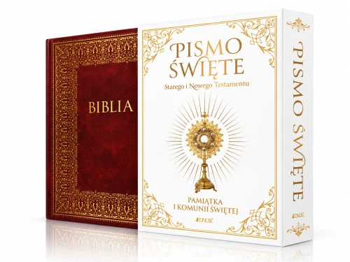 Biblia Domowa jako pamiątka I Komunii Świętej w etui