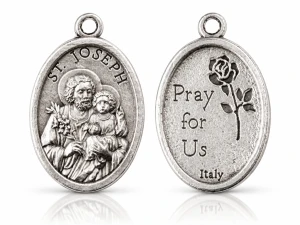 Medalik św. Józef z Dzieciątkiem – metalowy, dwustronny, 2,2 cm