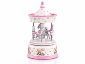 Karuzela drewniana z pozytywką różowa – Twinkle Twinkle Little Star – 23 cm