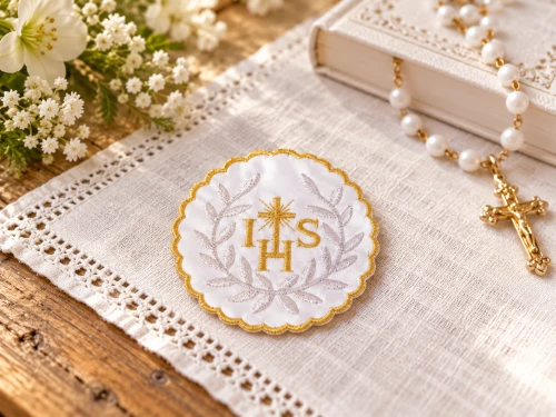 Emblemat IHS - Hostia (haft) - śr.7,5cm