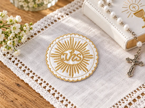 Emblemat IHS - Hostia (haft) - śr.7,5cm
