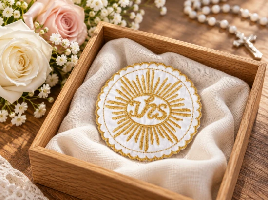 Emblemat IHS - Hostia (haft) - śr.7,5cm