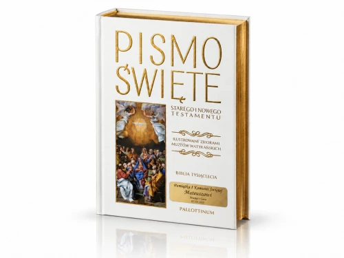 Biblia Tysiąclecia w eleganckiej BIAŁEJ oprawie z grawerem