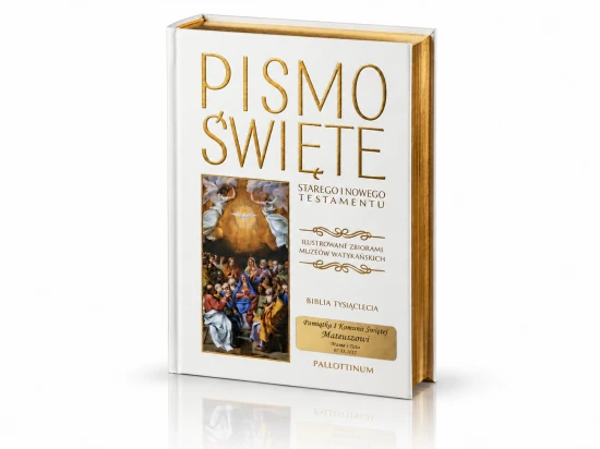 Biblia Tysiąclecia w eleganckiej BIAŁEJ oprawie z grawerem