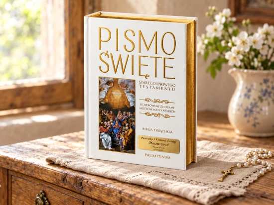 Biblia Tysiąclecia w eleganckiej BIAŁEJ oprawie z grawerem
