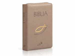 Biblia z kolorowymi wkładkami – beżowa oprawa FLEXY z suwakiem i złoconymi brzegami