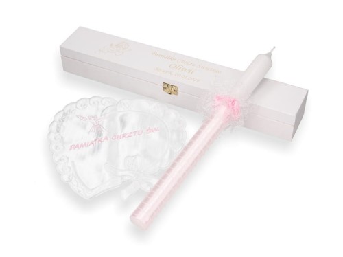 Zestaw na Chrzest Święty z grawerowanym pudełkiem RÓŻ