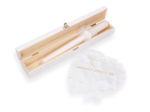 Zestaw na Chrzest Święty z grawerowanym pudełkiem BIEL