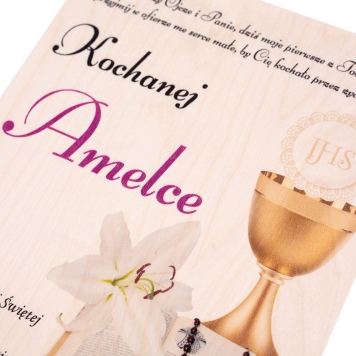 Biblia w pudełku drewnianym EKO ♻ z nadrukiem UV - Pamiątka I Komunii Świętej