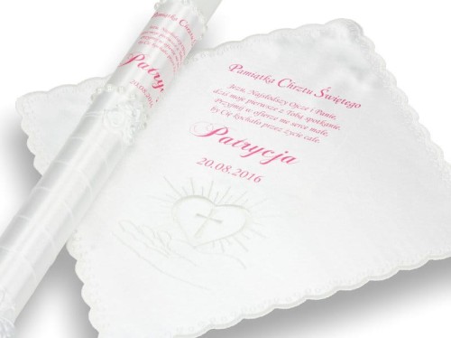 Zestaw na Chrzest z modlitwą i imieniem - chusteczka