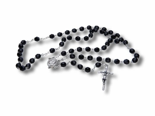 Różaniec kryształkowy czarny - 46cm