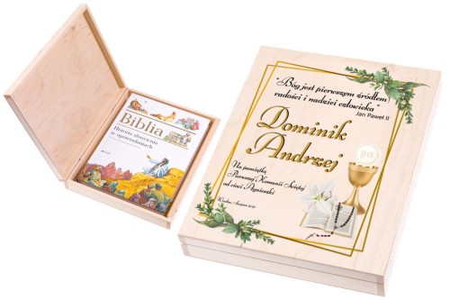 Biblia [do wyboru] w pudełku EKO ♻ z nadrukiem UV - I Komunia Święta
