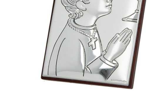 Obrazek srebrny - Komunia Święta - chłopczyk 9x6