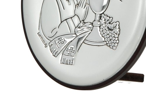 Obrazek srebrny - Komunia Święta - chłopczyk 18x13