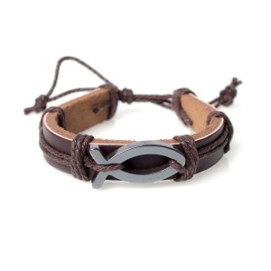 Bransoletka skórzana - rybka chrześcijańska