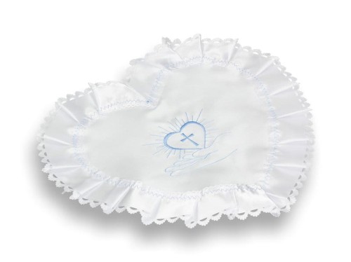  Szatka do Chrztu - Serce z haftem błękit