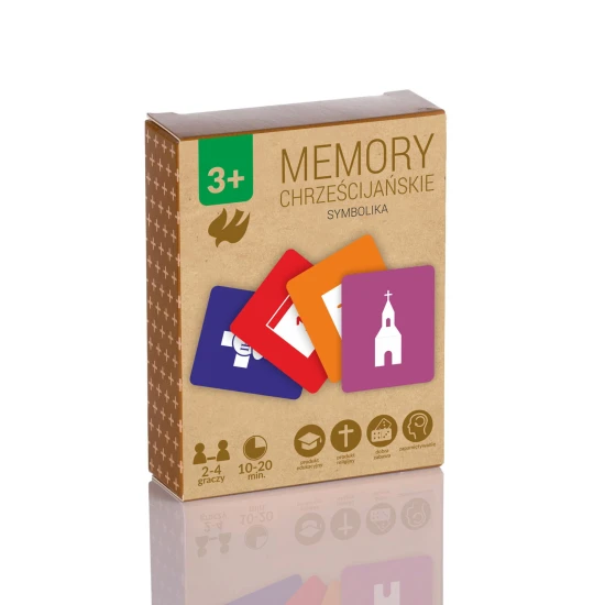 Opakowanie gry Memory chrześcijańskie „Symbolika” z oznaczeniem wieku 3+.