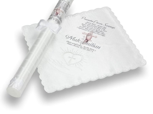 Zestaw na Chrzest z modlitwą i imieniem - chusteczka