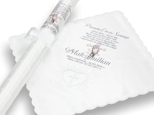 Zestaw na Chrzest z modlitwą i imieniem - chusteczka