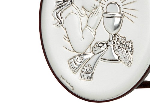 Obrazek srebrny - Komunia Święta - dziewczynka