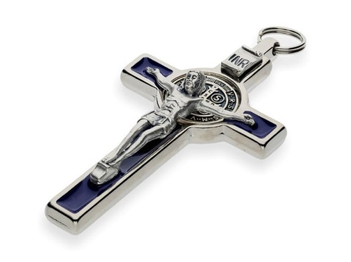Krzyż św. Benedykta - niebieski 8cm