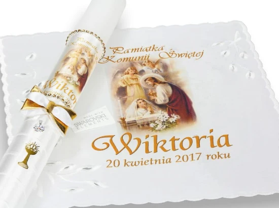 Zestaw komunijny SWAROVSKI KRYSZTAŁKI z motywem
