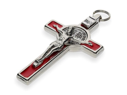 Krzyż św. Benedykta - czerwony 8cm