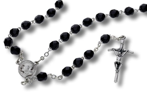 Różaniec kryształkowy czarny - 46cm