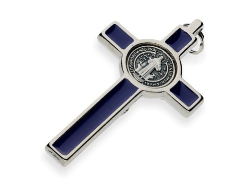 Krzyż św. Benedykta - niebieski 8cm