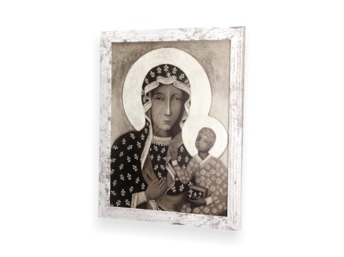 SEPIA Obraz M.B Częstochowska z ramą w stylu retro