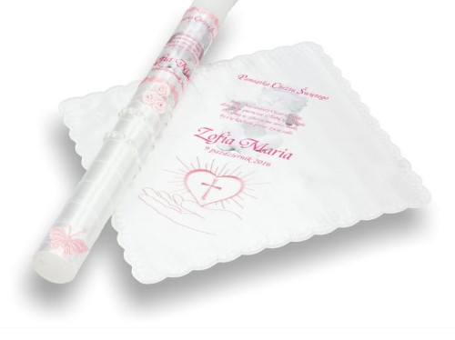 Zestaw na Chrzest z modlitwą i imieniem - chusteczka