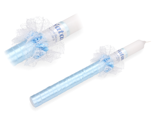 Świeca do chrztu z imieniem i ozdobnym stroikiem MGIEŁKA