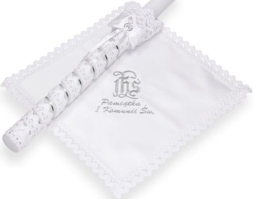 Zestaw komunijny z koronki bawełnianej