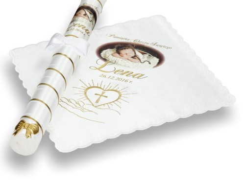 Zestaw na Chrzest ze zdjęciem dziecka - Serce