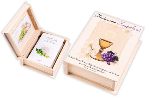 Biblia w pudełku drewnianym EKO ♻ z nadrukiem UV