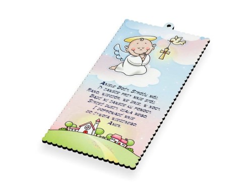 Obrazek pastelowy z wierszem Aniele Boży... (r)