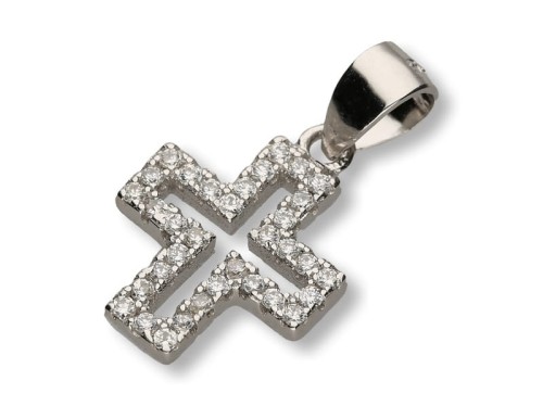 Krzyżyk srebrny z cyrkoniami - próba 925