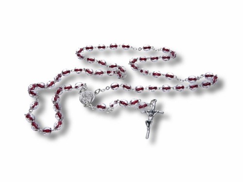 Różaniec kryształkowy bordo (nitka) 45cm