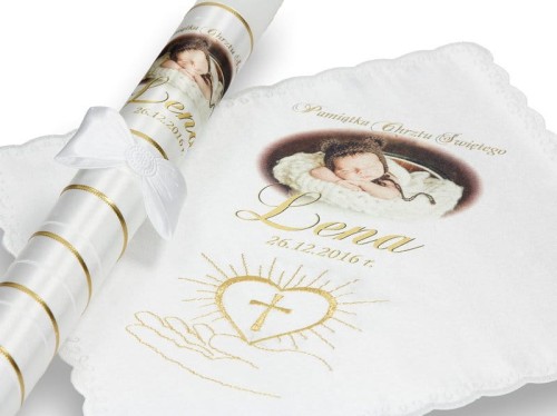 Zestaw na Chrzest ze zdjęciem dziecka - Serce